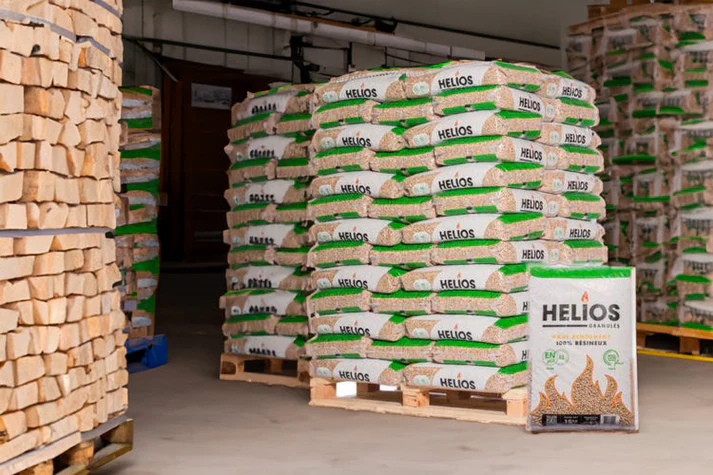 pellets de madera helios palé de 65 sacos de 15 kg cada